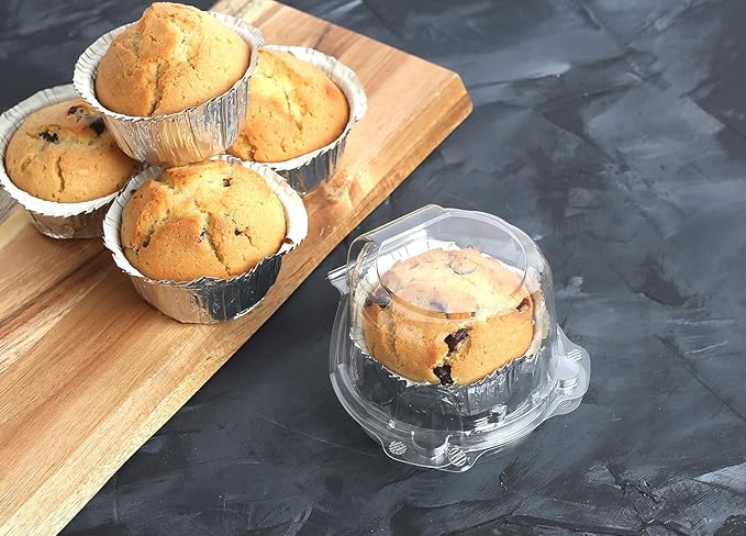 MT Products Clear PET Single Cupcake Container 4.3" x 4" x 3.12" - Individual Muffin Holder - Pack of 15