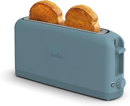bella 2 Slice Slim Toaster, Fits-anywhere??Kitchenware, 6 Setting Shade Control with Reheat & Cancel Buttons, Fits Sourdough, 10??Long Slot, Anti Jam & Auto Shutoff, 900 Watt, Surf