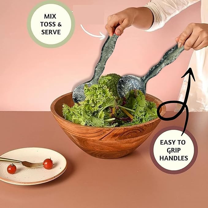Key Kitchen Essentials: Antique Vintage Resin Salad Tongs with Long Handle, Set of 2, Ideal for Mixing, Tossing, and Cooking. 12" Resin Salad Tongs Perfect for Serving, Salad Hands.