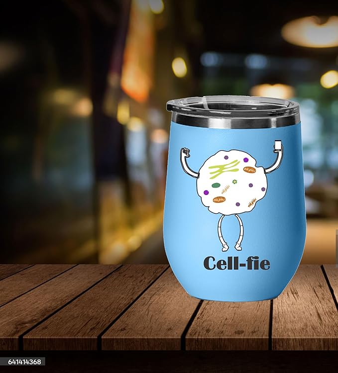 Cell Fie Wine Tumbler, Cell Fie Gift Lover, 12oz Stainless Steel Wine Tumbler, Gifts For Him, For Her, For Boys, For Girls, Birthday, Christmas Gift idea (Light Blue)