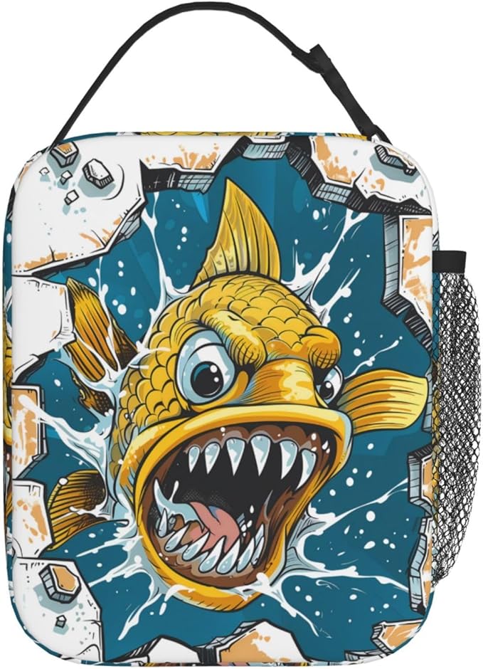 VANZEV Insulated Lunch Box for Women Men, Cute Fish Theme Lunch Box Reusable Portable Lunch Bag Cooler Tote Waterproof Lunch Container for Office Picnic Work Travel