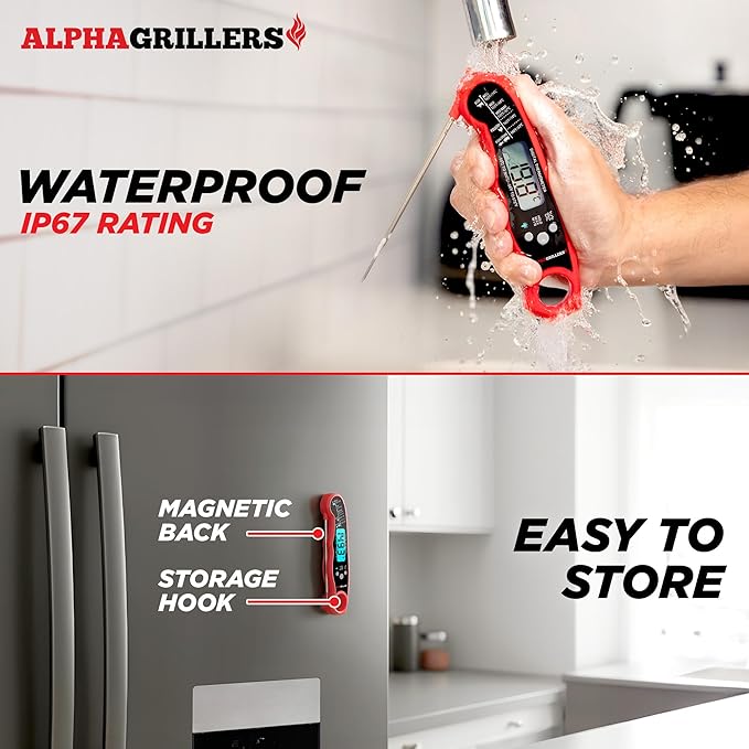 Alpha Grillers Meat Thermometer Digital - Instant Read Food Thermometer for Cooking and Grilling Stocking Stuffers for Men Gifts for Men