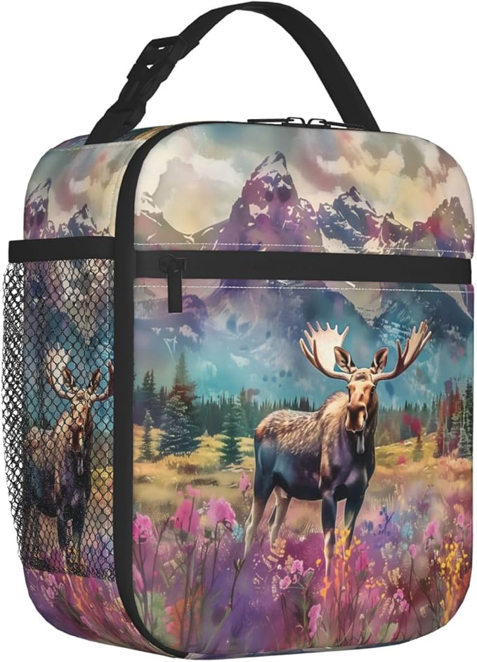 VANZEV Insulated Lunch Box for Women Men, Moose Lunch Box Reusable Portable Lunch Bag Cooler Tote Waterproof Lunch Container for Office Picnic Work Travel Hiking