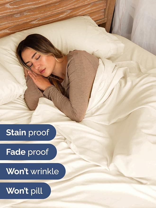 Extra Deep Full Sheet Set - 6 Piece Breathable & Cooling Sheets - Hotel Luxury Bed Sheets Set - Easy & Secure Fit - Soft, Wrinkle Free & Comfy Sheets Set - Off White Sheet Set with Extra Deep Pockets