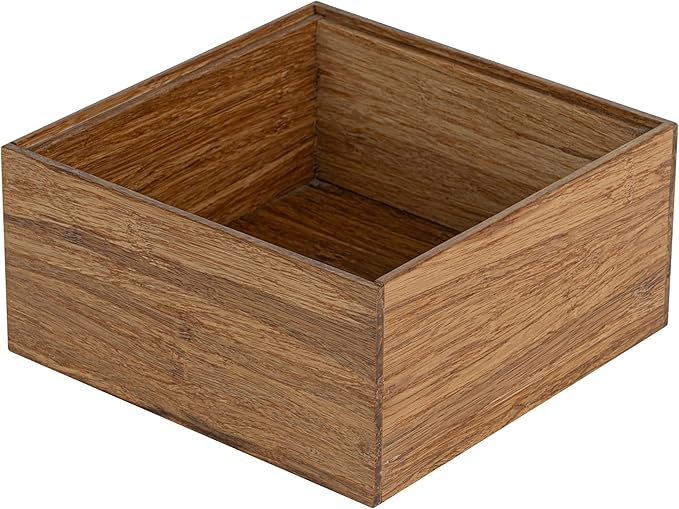 Restaurantware Eco Display 6.5 Inch x 6.5 Inch x 3.75 Inch Bamboo Condiment Container 1 Deep Spice Box - Medium Chip-Resistant Natural Bamboo Bamboo Organizer Box For Seasoning Spices Condiments