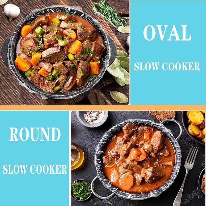 Slow Cooker Liners, 60 Count Cooking Bags Large Size Disposable Pot Liners Plastic Bags, Fit 3QT to 8QT for Slow Cooker Cooking Trays, 13"x 21"