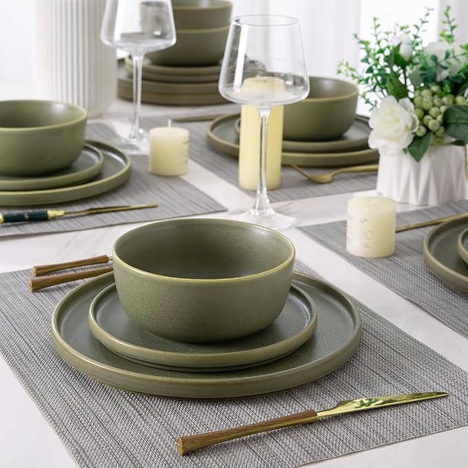 AmorArc Stoneware Dinner Plates Set of 4, 10.5 Inch Reactive Matte Glaze Ceramic Plates Set, Modern Dinnerware Dish set for Kitchen, Microwave, Dishwasher Safe