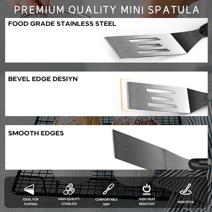 Small Spatula 1 PC, Metal Spatulas for Kitchen Use, Stainless Steel Mini Serving Spatula for Flipping and Cooking, Ideal for Brownies, Tiramisu, Cookie, Lasagna or Pancakes, etc