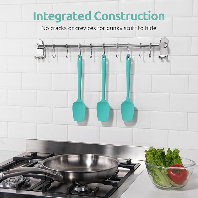 U-Taste Silicone Spoon Spatula Set, 600쨘F High Heat Resistant Food Grade Flexible Rubber Scraper, Cooking Mixing Baking Kitchen Utensils Set of 3 (Aqua Sky)