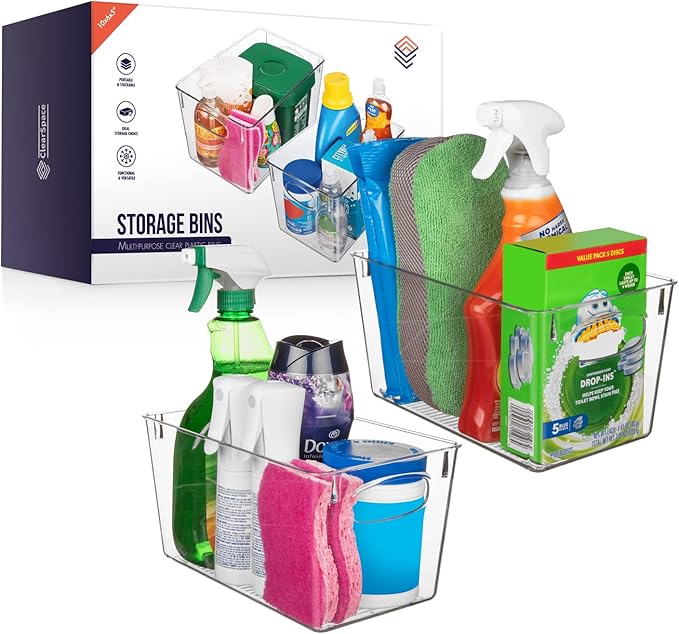 ClearSpace Clear Plastic Storage Bins ??Perfect Kitchen Organization and Storage or Pantry Storage ??Fridge Organizer, Pantry Organization and Clear Storage Bins, Cabinet Organizers