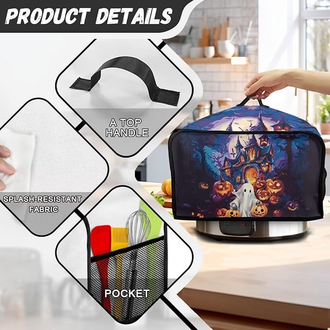 Halloween Decor Oval Crock Pot Cover Slow Cooker Dust Cover Compatible with Crock Pot 6-8 qt Oval Crokpot Cover Dust Cover, Appliance Covers