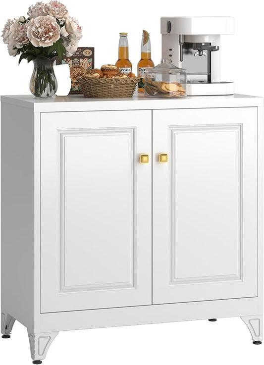 Coffee Bar Cabinet,Kitchen Storage Cabinet,White Buffet Cabinet with Storage and Adjustable Shelf,Sideboard Buffet Cabinets for Living Room