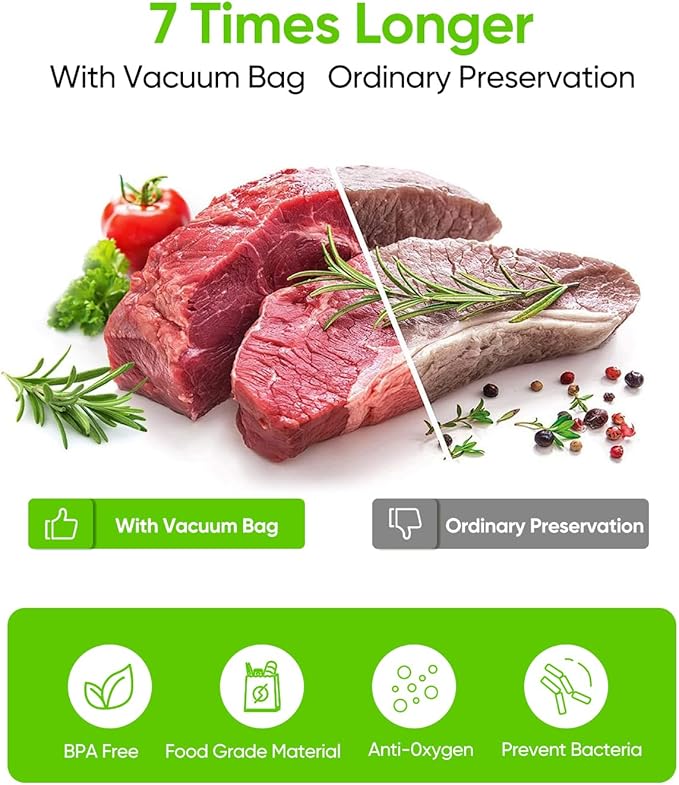 Vacuum Sealer Bags for Food, Food Saver Space Saver Vacuum Storage Bags, 3 Rolls 11??x 10', BPA Free, Heavy-Duty Vacuum Storage Bags For Sous Vide-Compatible with Most Vacuum Sealers