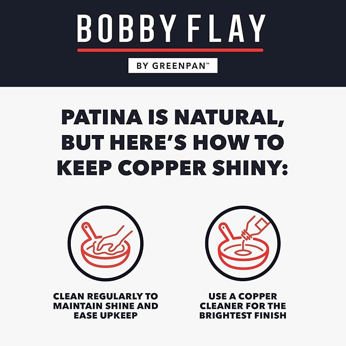 GreenPan x Bobby Flay 2QT Copper Clad Chef?셲 Pan with Lid, Induction Ready Sauce Pot, Measurement Markings, Stainless Steel Base & Interior, Oven Safe Saucepan to 500?F