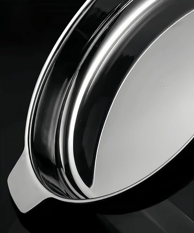 Stainless steel circular Roasting Pan for Oven or frying pan,Suitable for all heat sources,Toaster Oven Tray Pans,Hotel Pan,heavy-duty stainless steel with handle,Dishwasher Safe (W:16.7in;H:2.1in)