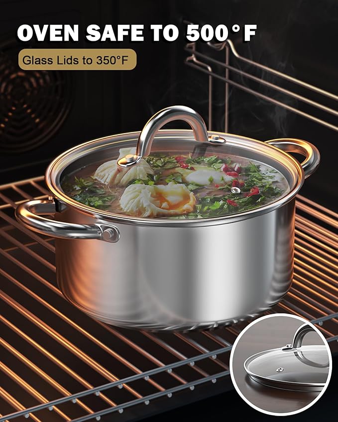 Cook N Home 8 Quart Stainless Steel Stockpot with Lid