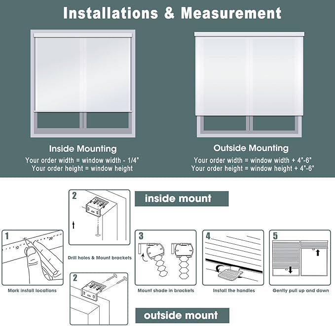 Zebra Blinds for Windows, Roller Window Shades, Blackout Blinds for Windows, Cordless Dual Layer Roll Up Blind Control for Day and Night, 72" W X 72" H, White