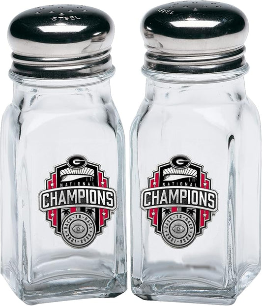 Heritage Pewter Georgia Bulldogs 2022 National Championship Salt and Pepper Shaker Set of 2 Bottles | Expertly Crafted Pewter Glass