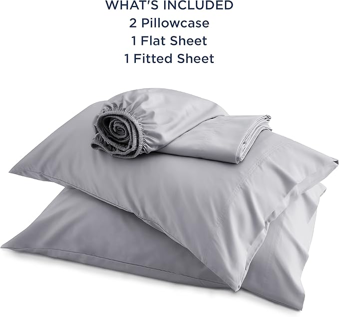 Bedsure California King Sheet Sets, Cooling Sheets, Rayon Derived from Bamboo, Breathable & Soft, Deep Pocket Up to 16 Inches, Hotel Luxury Silky Bedding for Hot Sleepers, Silver Grey