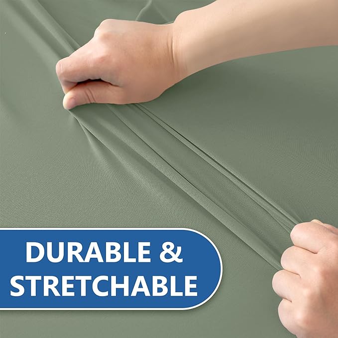 Enjoyidea Stretch Table Cover for 6 Foot Rectangle Tables-8 Pack Sage Spandex Fitted Tablecloth-Elastic 6ft Folding Tablecloths for Party, Vendor Booth Display, Banquet Buffet Event, Craft Trade Show