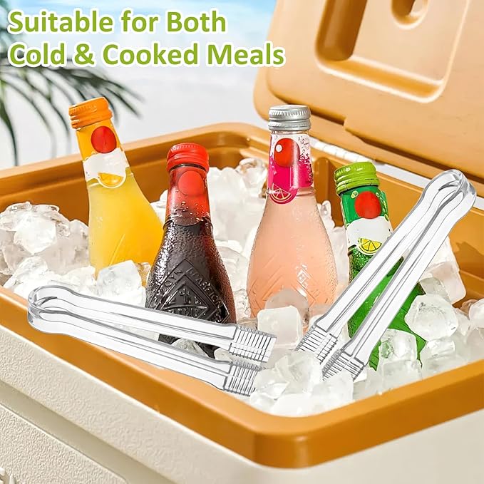 12 PCS Plastic Serving Tongs, 6.3 Inches Clear Disposable Tongs Kitchen Small Serving Utensil Tongs for Party Ice atering Buffet Bakery Salad