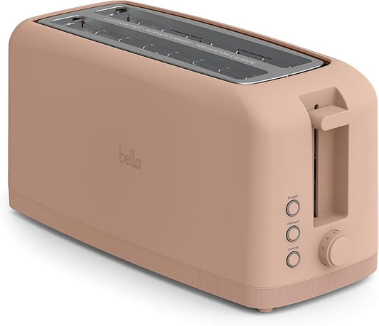 bella 4 Slice Slim Toaster, Fits-anywhere??Kitchenware, 6 Setting Shade Control with Reheat & Cancel Buttons, Fits Sourdough, 10??Long Slot, Anti Jam & Auto Shutoff, 900 Watt, Blossom
