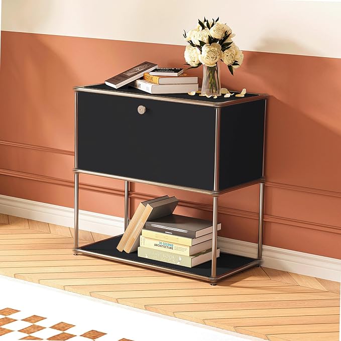 Modern Storage Cabinet Pantry Cabinet Versatile Free-Standing Organizer for Kitchen, Home, Office, Garage (Black D)