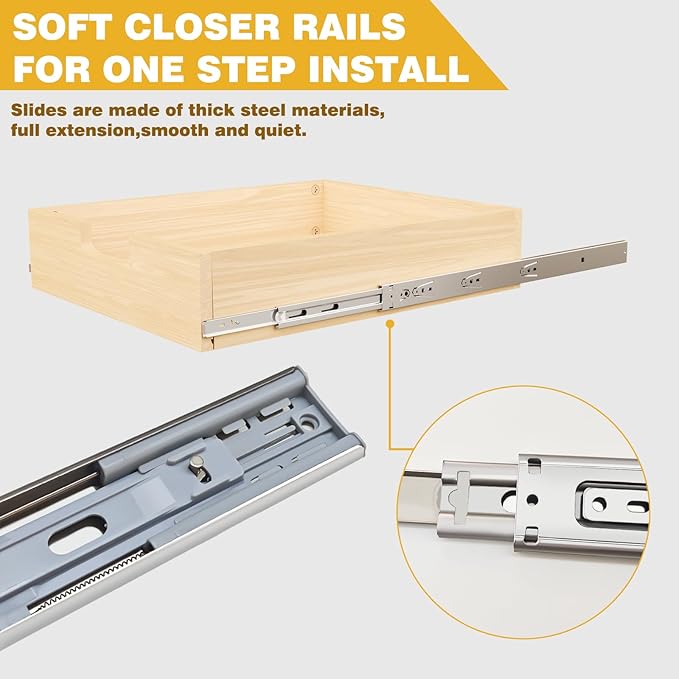 Pull Out Cabinet Organizer, 17''W횞21''D횞19''H Soft Close Slide Out Wooden Pull out Drawers, Three Tier Slide out Wood Cabinet Organizer, for Base Cabinet Organization in Kitchen, Pantry, Bathroom