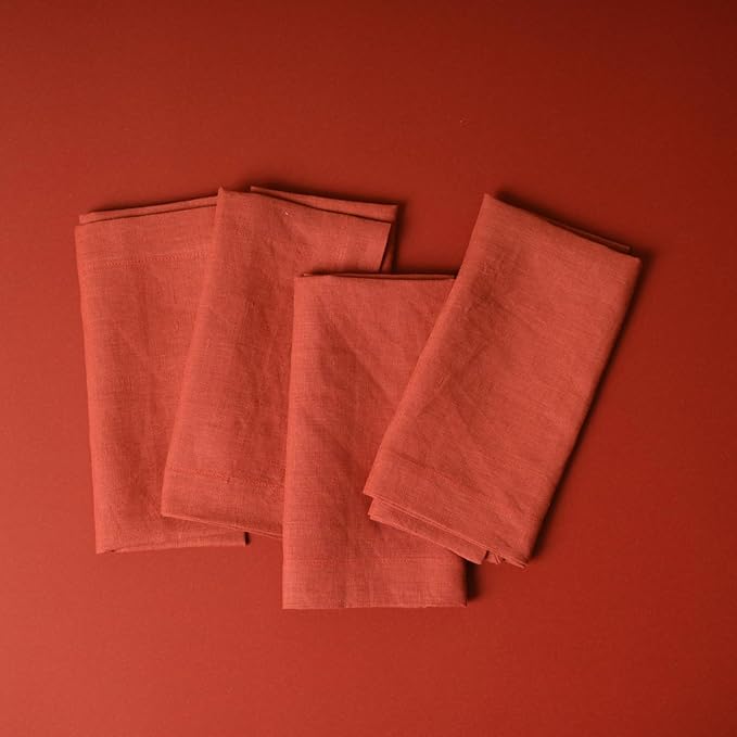 Handmade Organic Hemp Napkins ??Set of 4, 18 x 18 Inches | Rustic Christmas Table Linens, Sustainable 3-Month Growth Hemp Cloth Napkins for Holiday Dining & Family Gatherings