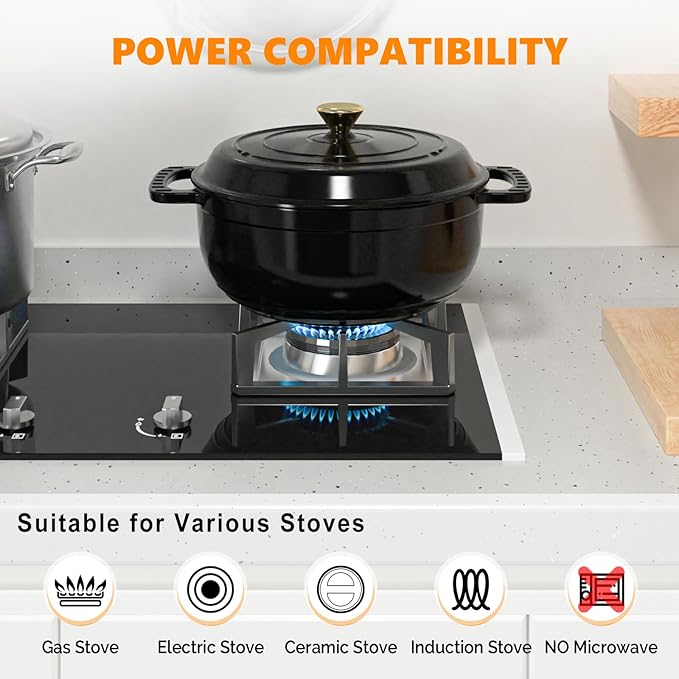 Bonnlo 6QT Round Dutch Oven, Enameled Cast Iron Dutch Oven Pot with Lid & Dual Handles, Oven Safe Up to 500째 F, for Sourdough, Bread Baking, Stews and Roasting (Black)