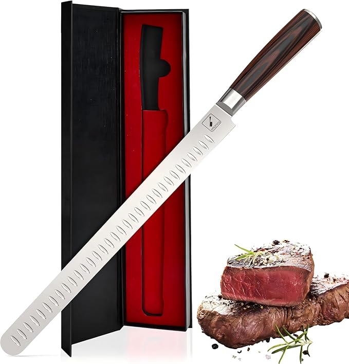 imarku Brisket Knife, 12 Inch Ultra Sharp Carving Slicing Knife for Brisket, BBQ, Turkey, Ham, Ribs, and Roast Beef, High Carbon Stainless Steel Blade, Ergonomic Pakkawood Handle, Gift Box