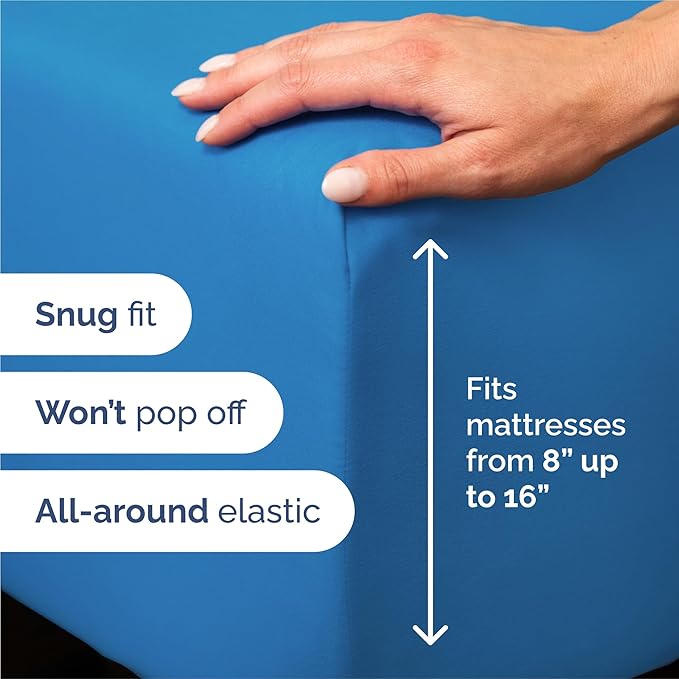 Split King 7 Piece Sheet Set - Cooling & Breathable Bed Sheets - Hotel Luxury Bed Sheets for Women, Men, Kids & Teens - Deep Pockets - Easy Fit - Soft and Wrinkle Free - Split King Royal Blue Sheets