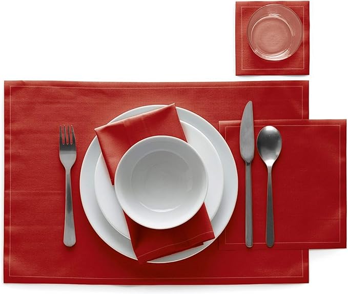 MY DRAP Cotton Placemats - Biodegradable, 45 x 32 cm / 17.7 x 12.6 in, Set of 4 for Dining and Kitchen Table, Table Runner