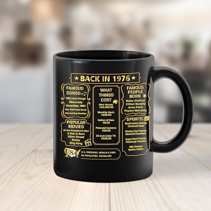 QUPT 50th Birthday Gifts for Women Men, 50th Birthday Gifts for Him, 1976 Birthday Gifts for Women Men, 50 Years Old Gifts, 1976 Birthday Gifts for Her Him, 50th Birthday Presents Coffee Mug