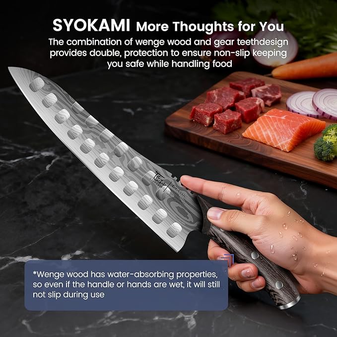 Gyutou Chef Knife, 9.5 Inch Japanese Multi-purpose Kitchen Knife, Ultra Sharp Durable Professional for Slicing, Chopping, Dicing, Ergonomic Anti-slip Handle, Christmas Cooking Gifts