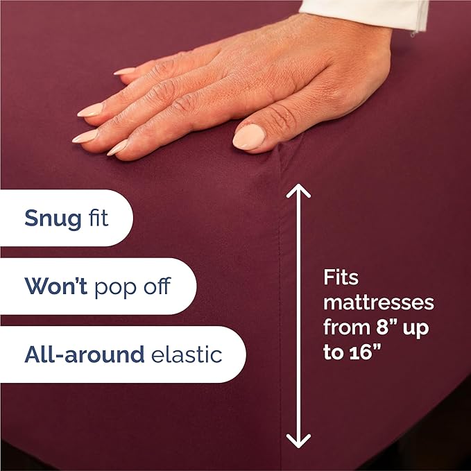 King 6 Piece Sheet Set - Cooling & Breathable Bed Sheets - Hotel Luxury Bed Sheets for Women, Men, Kids & Teens - Comfy Bedding w/Deep Pockets & Easy Fit - Soft & Wrinkle Free - King Burgundy Sheets
