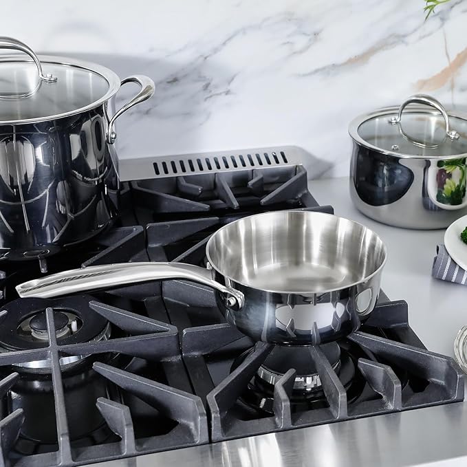 KEAWELL K3 Premium 1.5-Quart Tri-Ply Stainless Steel Saucepan with Lid, Induction & Oven Safe up to 600째F, Even Heating, Professional Cookware for All Stovetops (1.5-Qt)