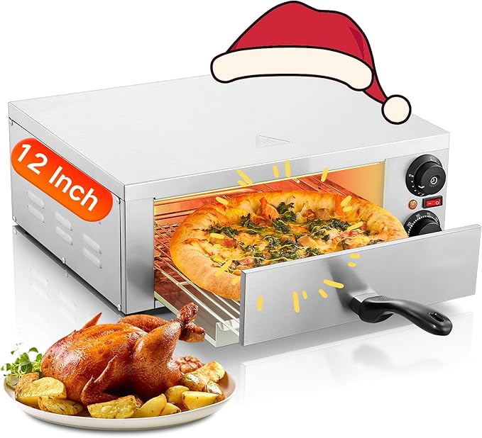 Pizza Oven Indoor, 12 Inch Electric Pizza Ovens with 662??Max Temp, 1800W Pizza Maker for Home with Alert Timer, Pizza Cooker Machine Suitable for Both Home and Commercial Use
