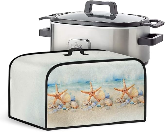 Beach Conch Starfish Cover for 6-8 Quart Oval Slow Cooker Cover Wear Resistant Washable with Mesh Pocket Fancy Home Inspriation