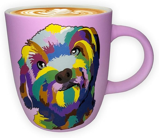 Soft Touch Shih-Tzu Purple Mug - 18 Oz Coffee Mug with Beautiful Box - Tea Ceramic Travel Mug for Adults - Unique Coffee Cup - Best Shih Tzu Gifts for Dog Lovers