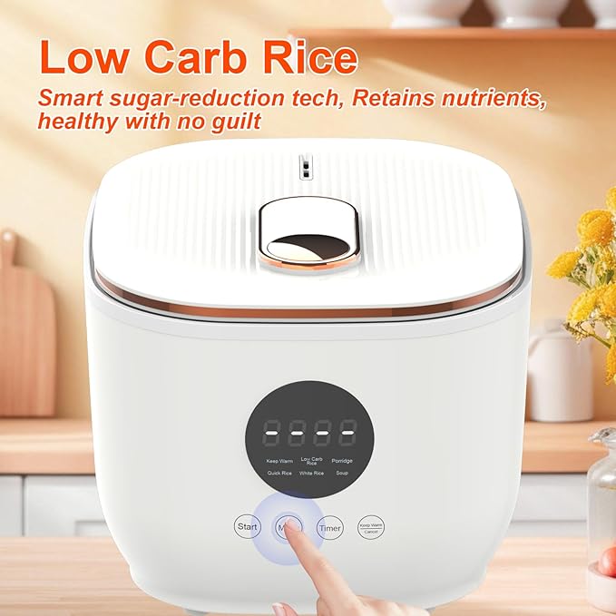 3L Healthy Low Carb Rice Cooker, Low Sugar Digital Steamer,Porridge,Soup,Quick Rice,White Rice,Stainless Steel Filter Basketï¼? Cooking Functions,24H Timer & Auto Keep Warm