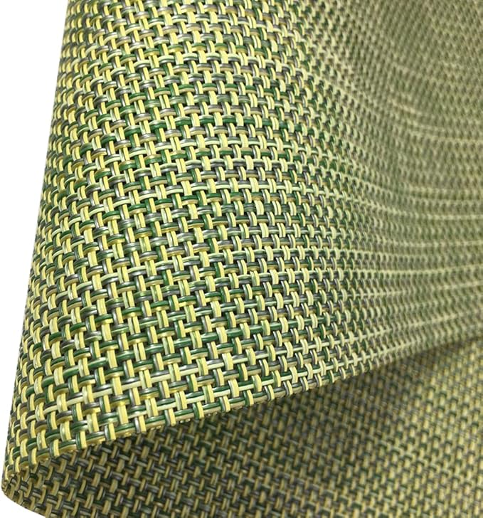 WAZAIGUR Placemats Easy to Clean Crisscross Woven Vinyl Place Mats Indoor Dining Durable Non-Slip Heat Resistant Table Mats for Kitchen Table Set of 4,Green and Yellow