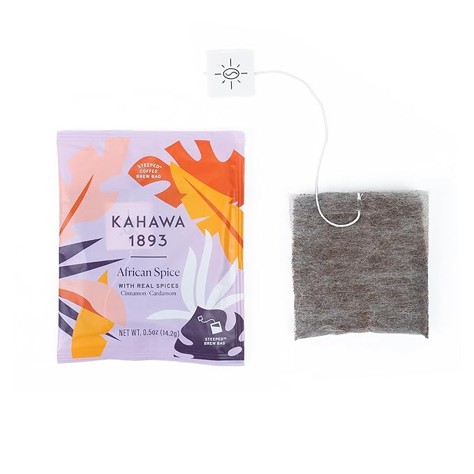 Kahawa 1893 Coffee Bags Medium Roast African Spice 12 Oz - With Cinnamon, Cardamom & Clove, As Seen on Shark Tank, High Antioxidants, Organically Grown, Ethically & Sustainably Sourced