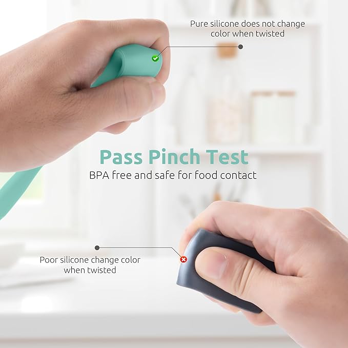 U-Taste Skinny Silicone Jar Spatula: 600쨘F Heat-Resistant Food-Grade 10in Long Narrow Sourdough Stirring Stick, Seamless Flexible Peanut Butter Spreader for Scraping Icing Bread Cream, Jam (Aqua Sky)