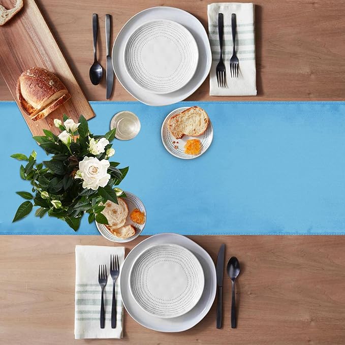 JEVIX 10 Pack Table Runner 12 X 108 Inch Silk Table Runner for Party,Wedding, Birthday, Banquets,Decoration(Blue)