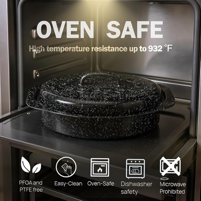 13??Enamel Roaster With Lid Oval Roasting Pan For Oven with 11"Inner Diameter Broiler Pan Suitable For Dining With Two People High Temperature Resistance Dishwasher Safety Gift Idea for Christmas