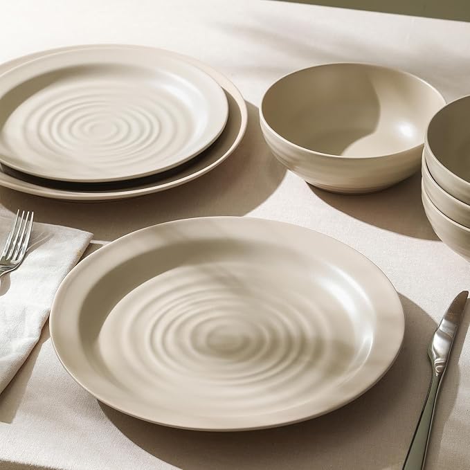 Stone Lain Orbit 12-Piece Dinnerware Set Stoneware, Beige