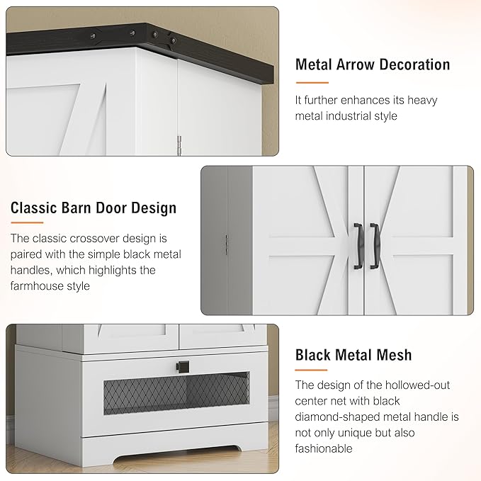 55" Pantry Storage Cabinet with Adjustable Shelvesand Drawer, Buffet Cupboard for Kitchen, LivingRoom, Bathroom, Dining Room