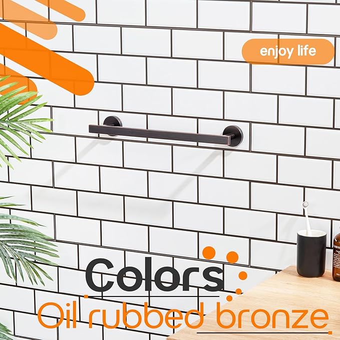 16 Inch Bathroom Towel Bar Bath Towel Rack Kitchen Towel Holder Towel Hanger Wall Mounted SUS304 Stainless Steel Oil Rubbed Bronze AN4001ORB-L16