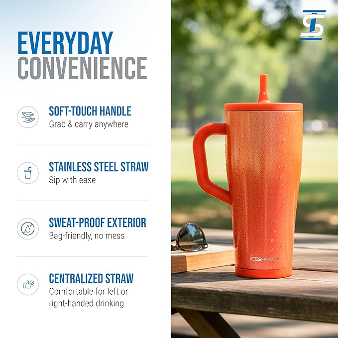Ice Shaker 32 oz Tumbler with Handle and Straw | 32oz Show Girl | Cold for 30+ Hours | 2-in-1 Tumbler Shaker Bottle | Odor-Free 32 ounce Bottle for Water, Protein Shakes, Smoothies, Cocktails